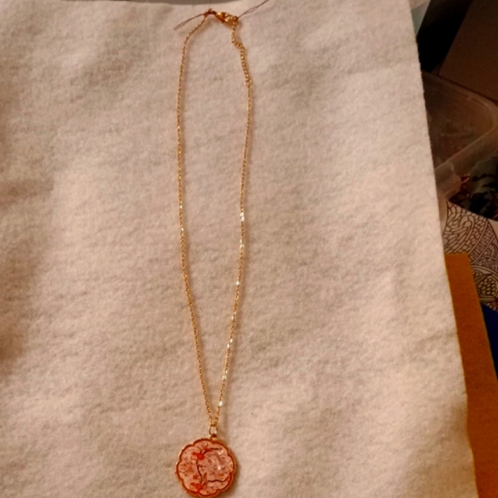 Delicate Gold and Pink Mandala Necklace